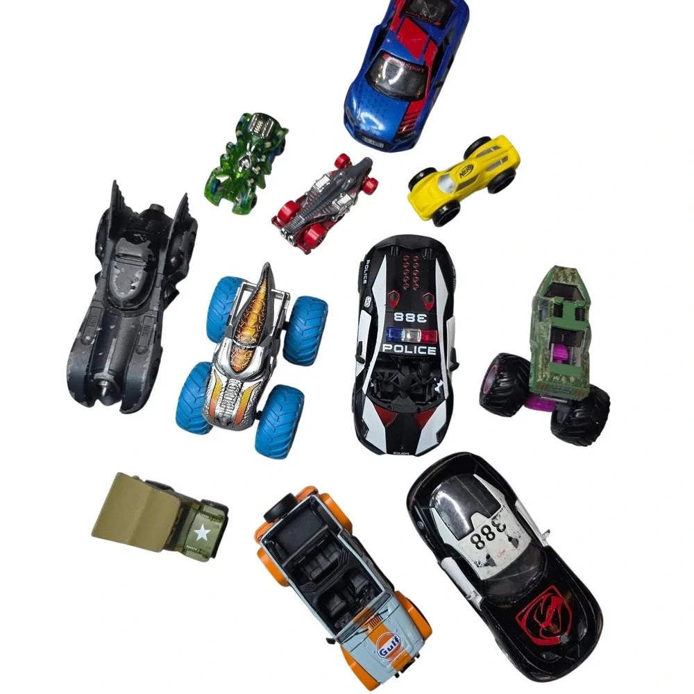 Mixed Toy Car Lot Hot Wheels Monster Jam Batmobile Audi R8 Gulf Police 10pc‎ A3